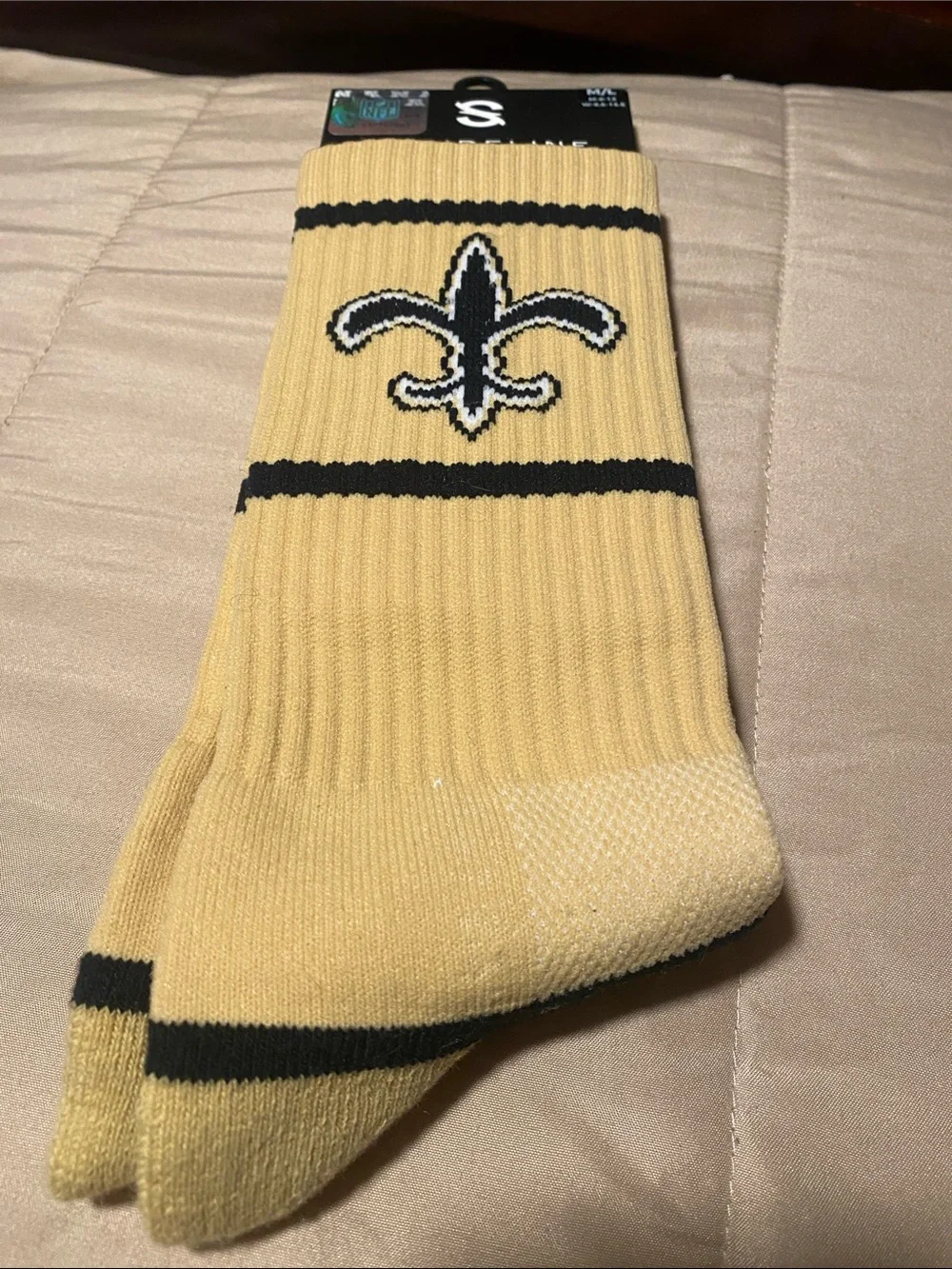 NFL Yellow and Black Fleur-de-Lis Athletic Crew Socks